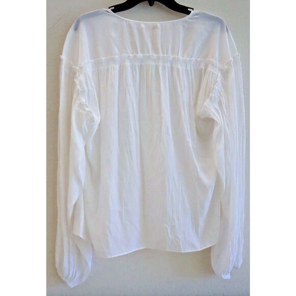 Ramy Brook A0822215 Women's Sz L Ivory Brielle Long Balloon Sleeve Blouse - Picture 4 of 9